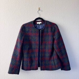 Talbots Petites Plaid Wool Blend Jacket Blazer Size 10P